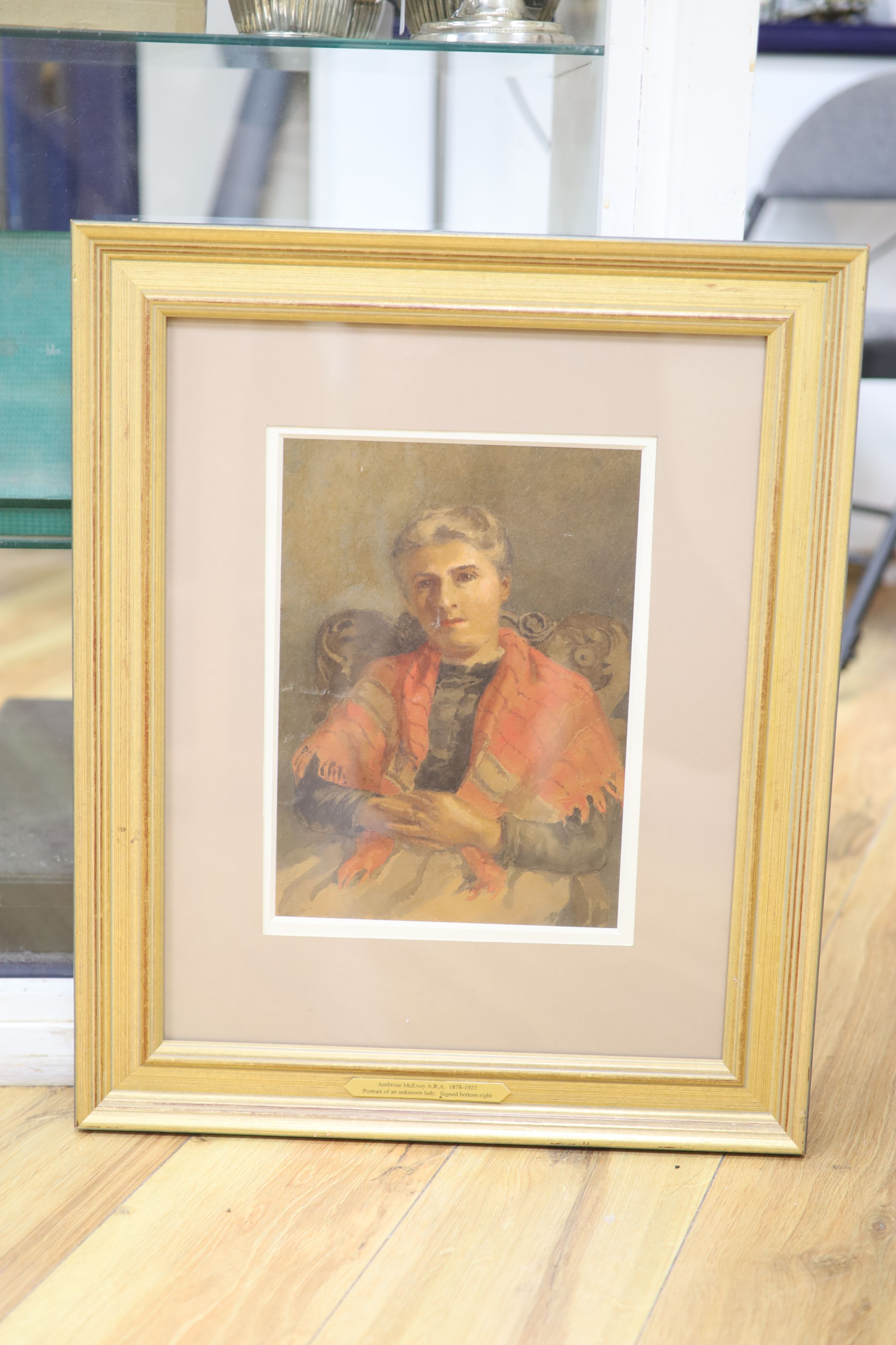Attributed to Ambrose McEvoy (1878-1927), watercolour, Portrait of a seated lady, bears signature, 30 x 22cm